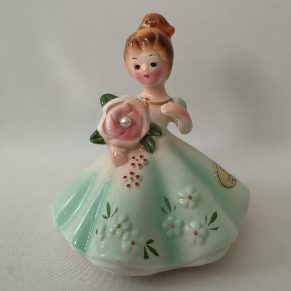 Vintage Josef Original Black Eye Birthday Figurine, June w Original Foil Label